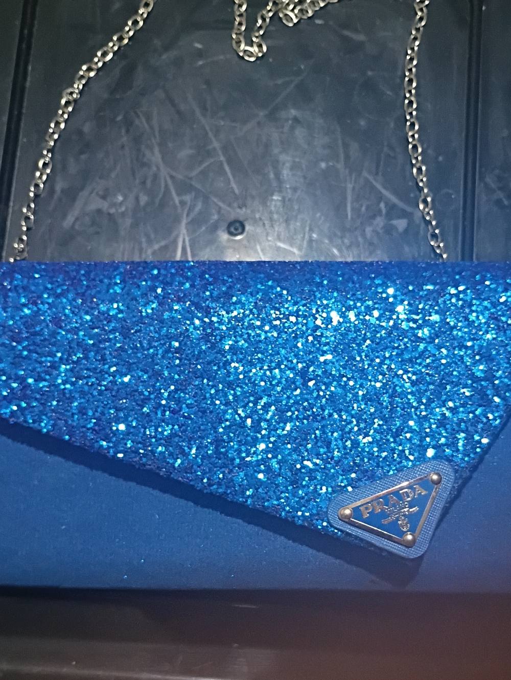 Dazzlingly Blue Prada Evening Clutch